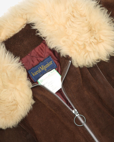 1970s Suede With Sheepskin Fur Collar Jacket - M