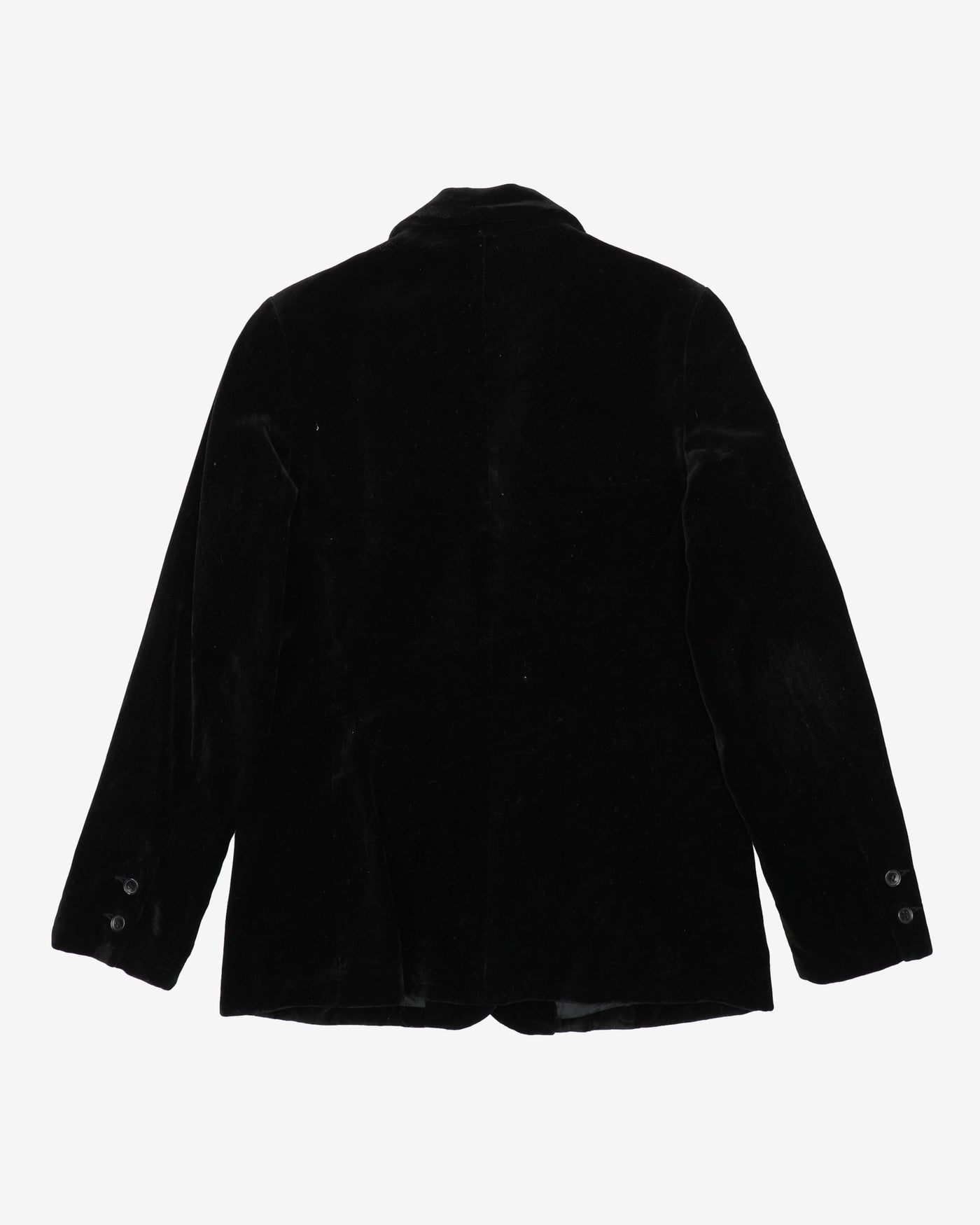 1970s Black Velvet Blazer Jacket - S