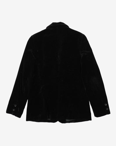 1970s Black Velvet Blazer Jacket - S