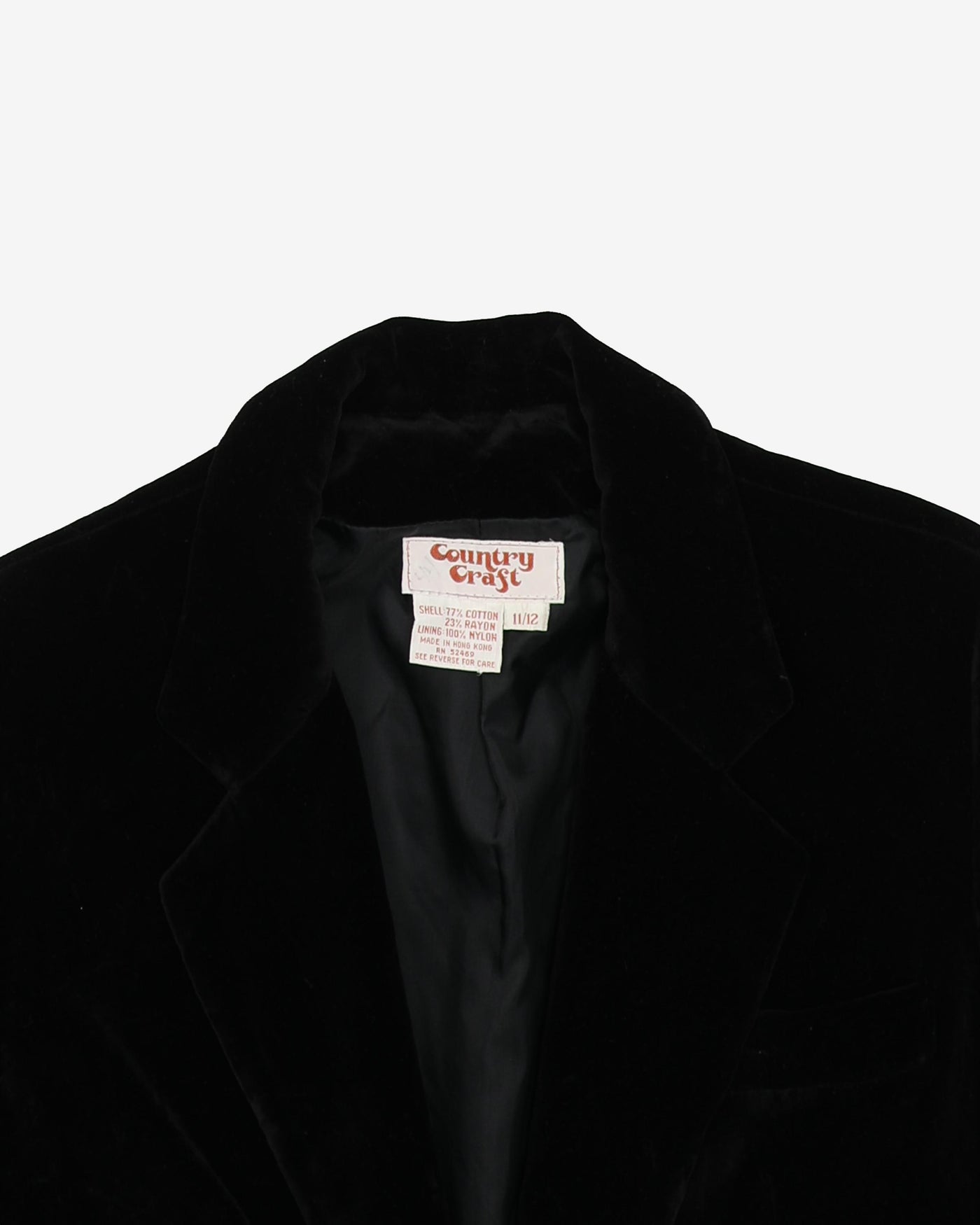 1970s Black Velvet Blazer Jacket - S