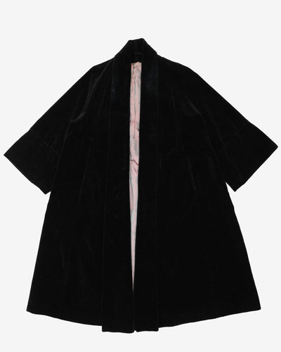 1950s Black Velvet Opera Coat - M
