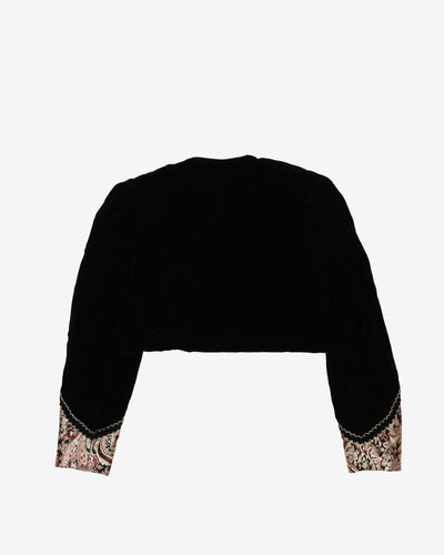 1990s Velvet Bolero With Gold Brocade Cuffs - S