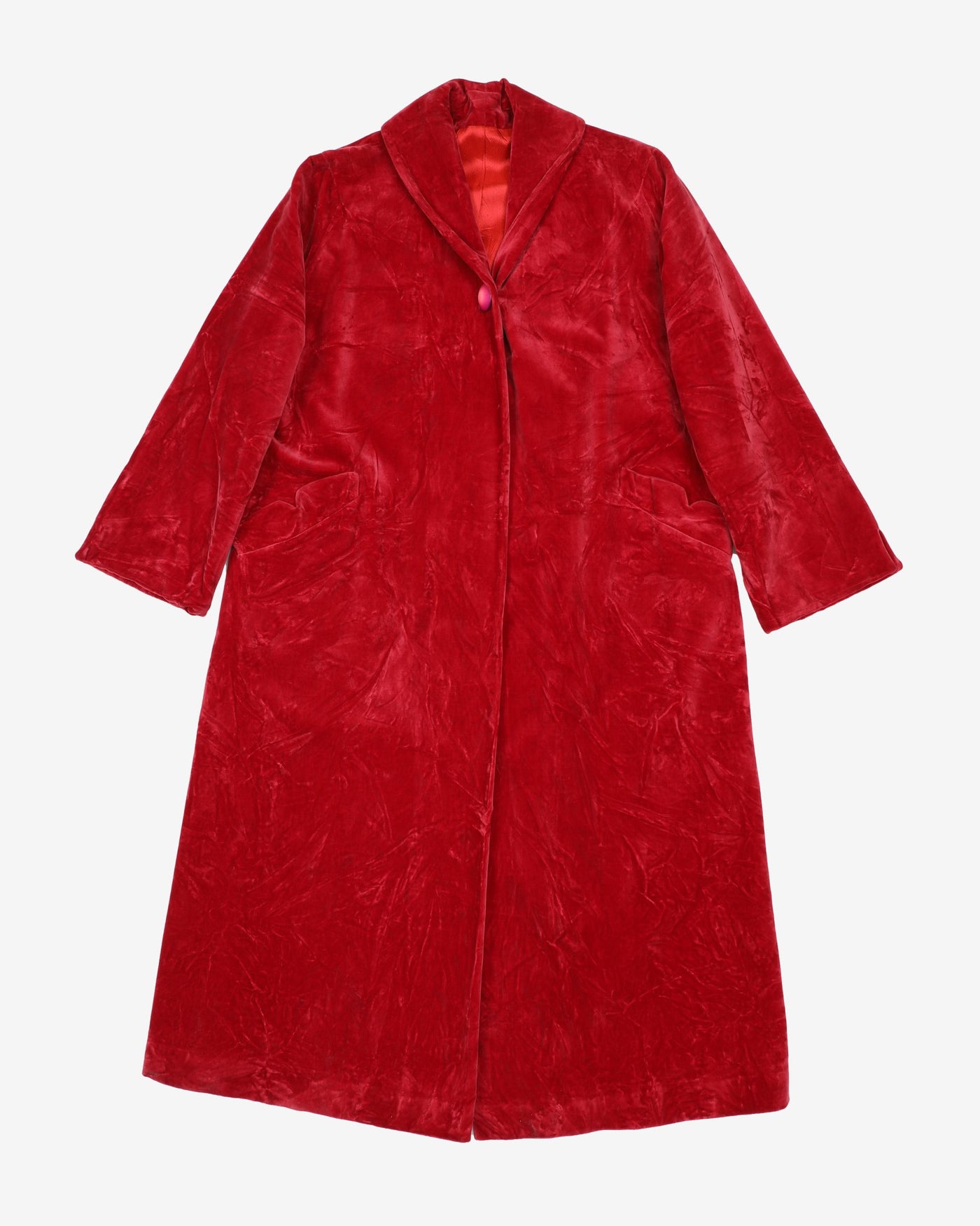 1960s Raspberry Red Velvet Coat - S / M