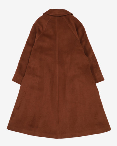 Brown A-line Wool Blend Coat - S / M
