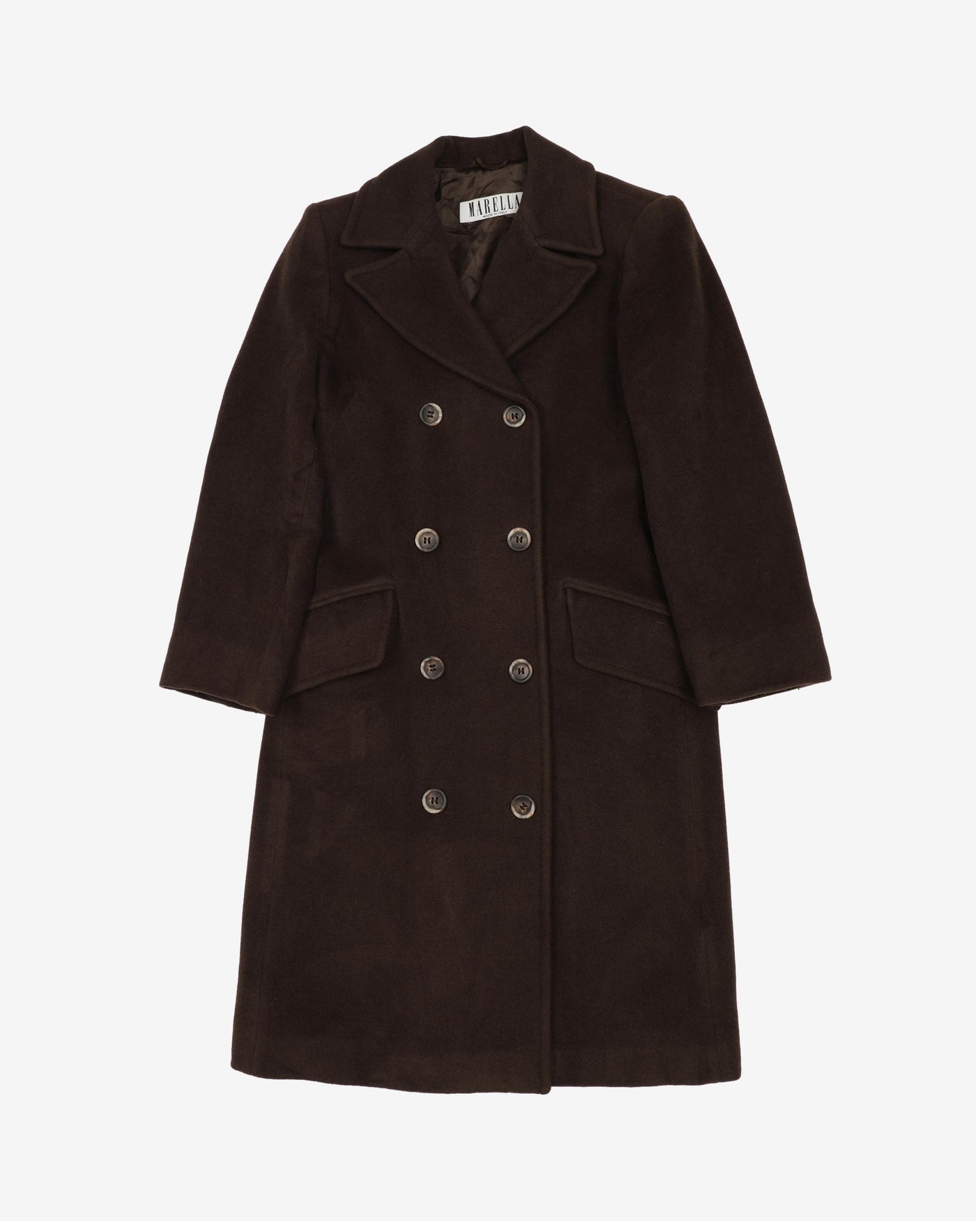 Marella Italy Brown Wool Overcoat - XXS / XS