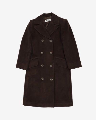 Marella Italy Brown Wool Overcoat - XXS / XS