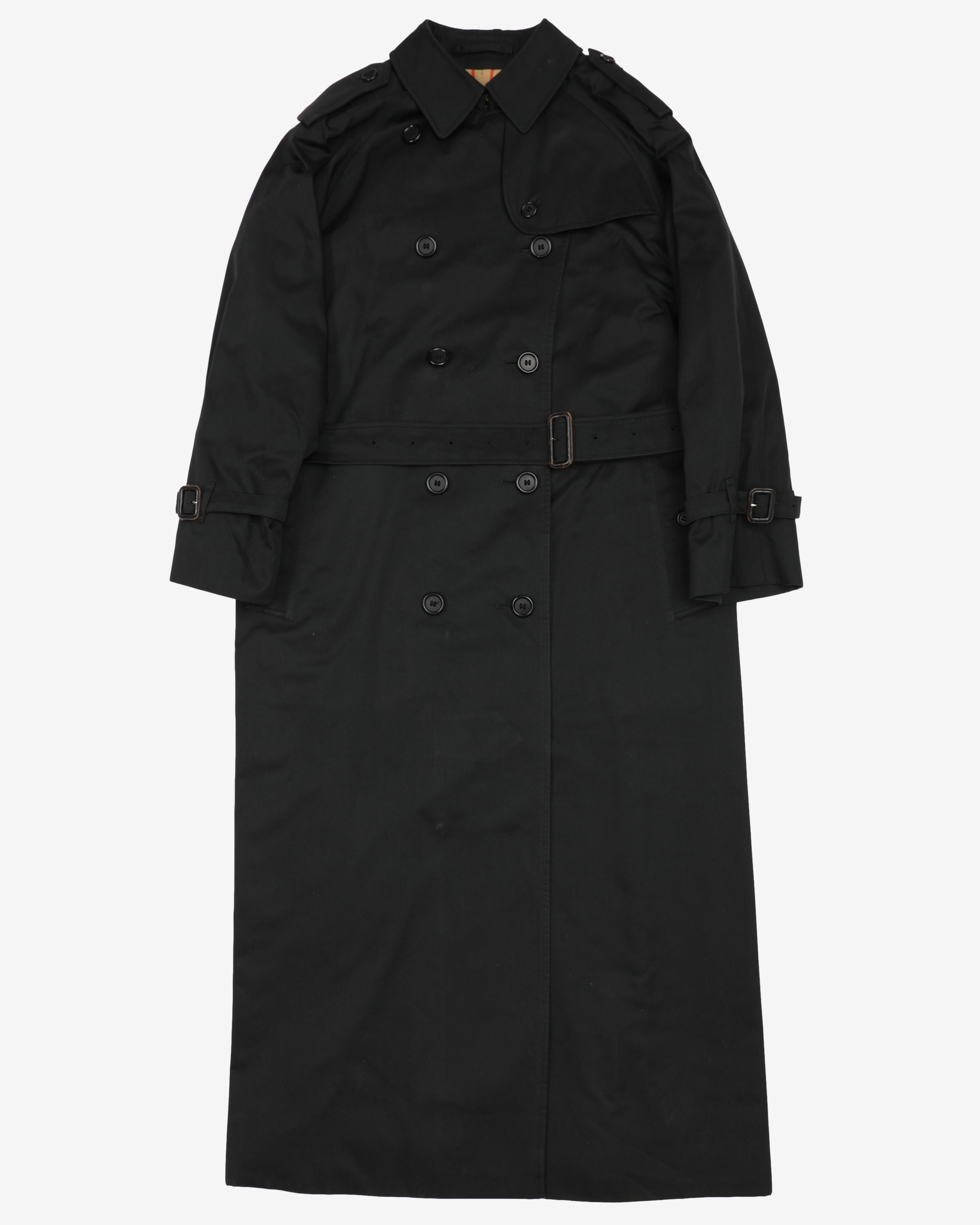Burberrys Black Trench Coat Mac - M