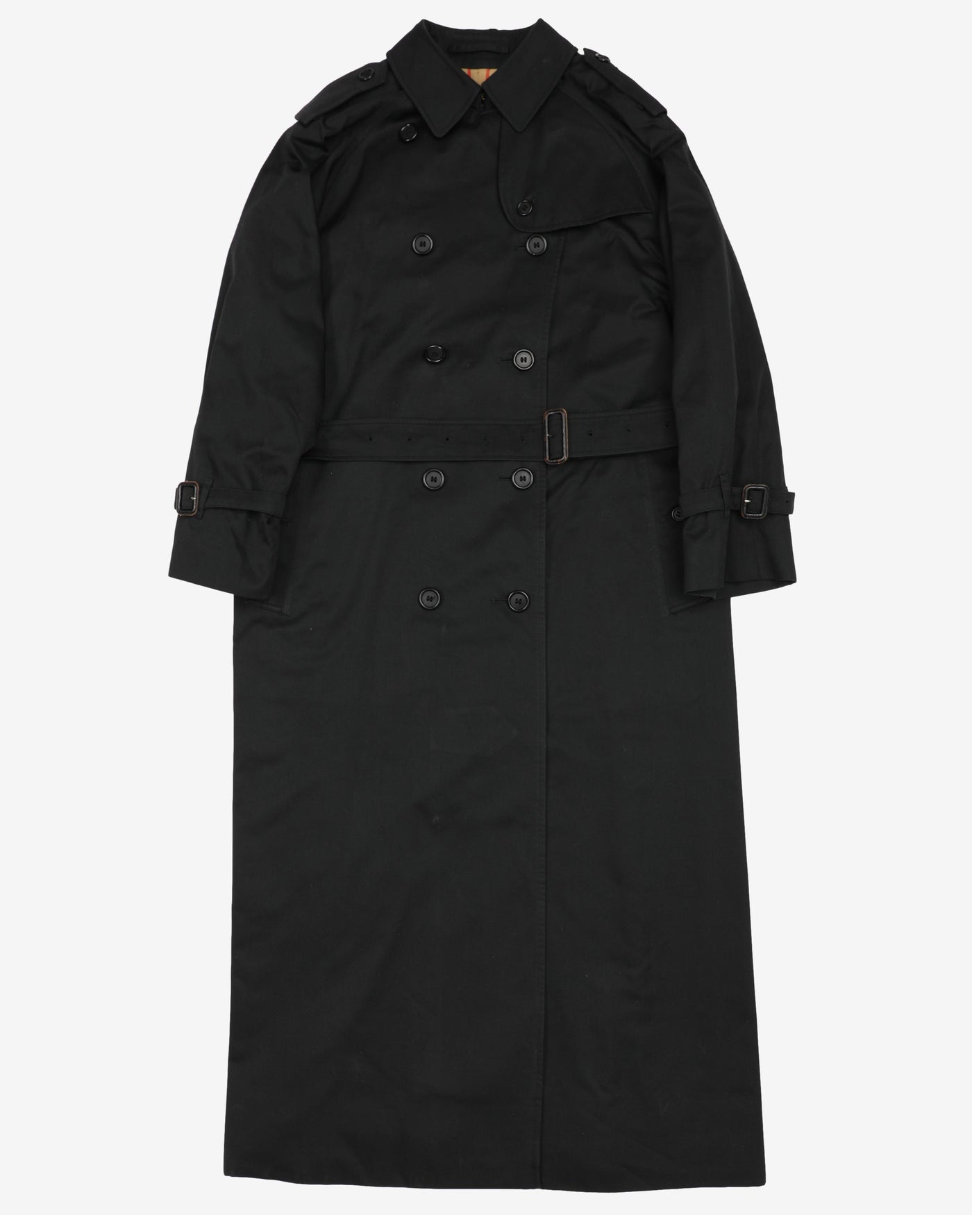 Burberrys Black Trench Coat Mac - M