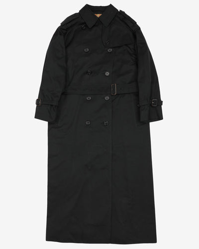 Burberrys Black Trench Coat Mac - M