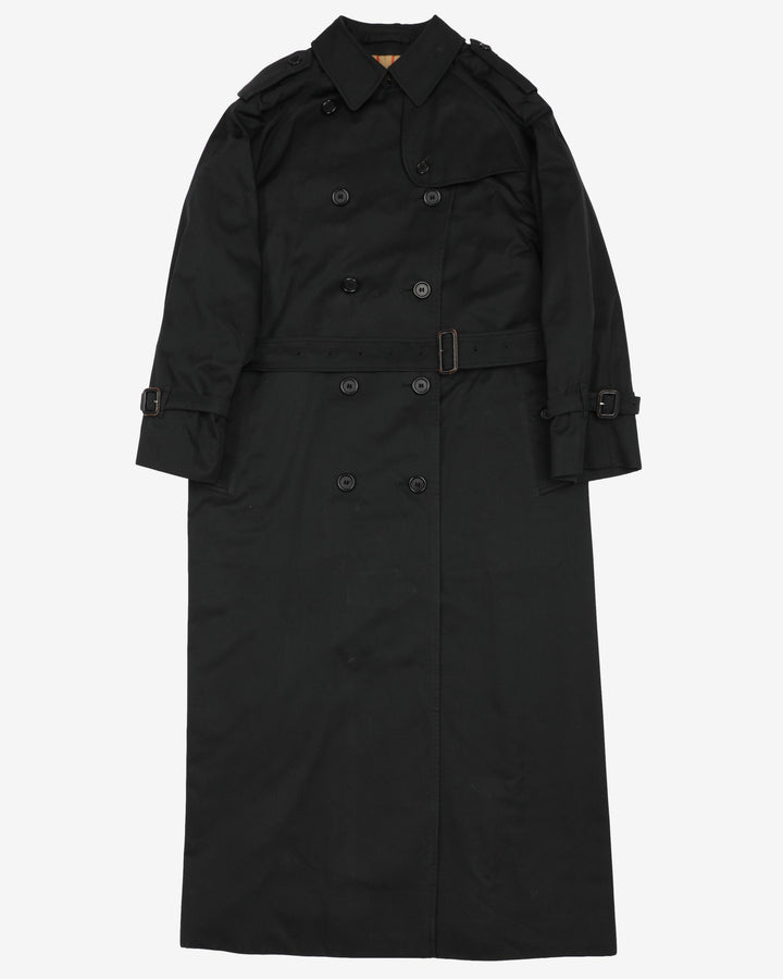 Burberrys Black Trench Coat Mac - M