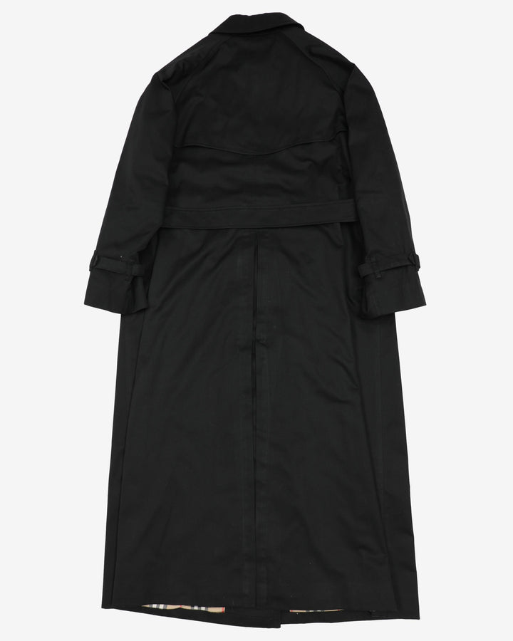 Burberrys Black Trench Coat Mac - M