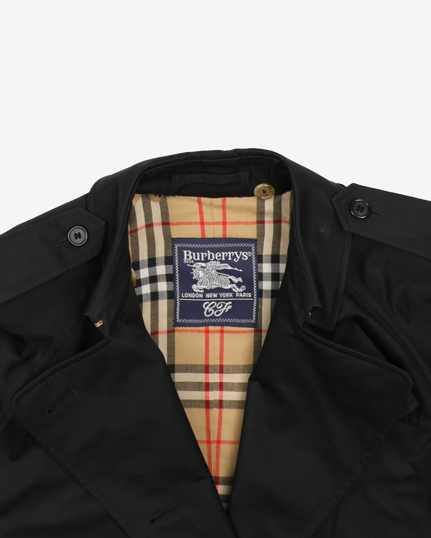 Burberrys Black Trench Coat Mac - M