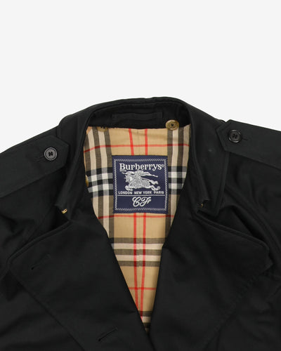 Burberrys Black Trench Coat Mac - M