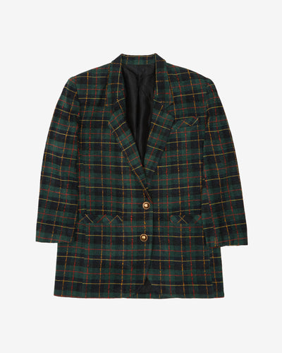 1990s Tartan Checked Blazer - M