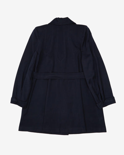 1940s Navy A-line With Belt Detail Jacket - M