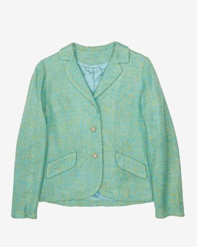1960s Blue And Green Woven Jacket - XS