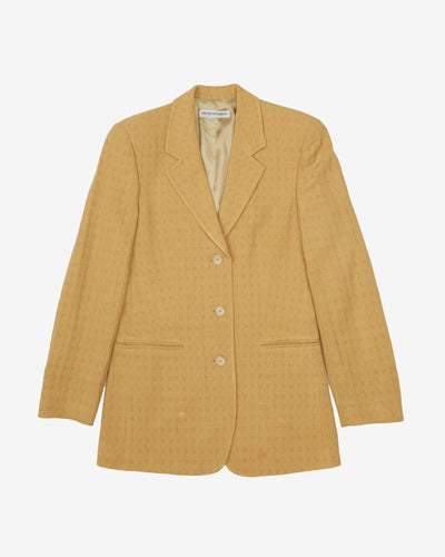 Emporio Armani Yellow Jacquard Blazer Jacket - XS