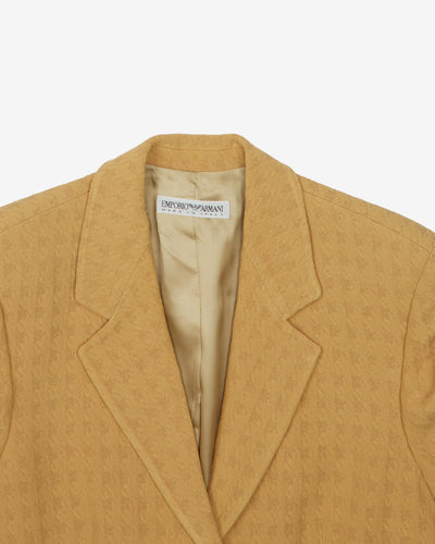 Emporio Armani Yellow Jacquard Blazer Jacket - XS