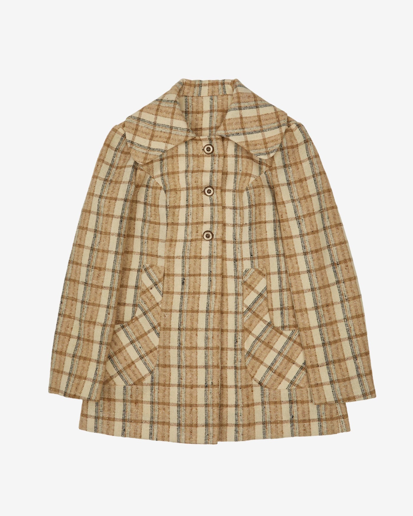 1970s Irish Wool Plaid A-line Jacket - S