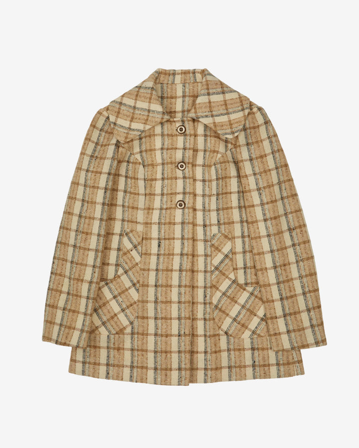 1970s Irish Wool Plaid A-line Jacket - S