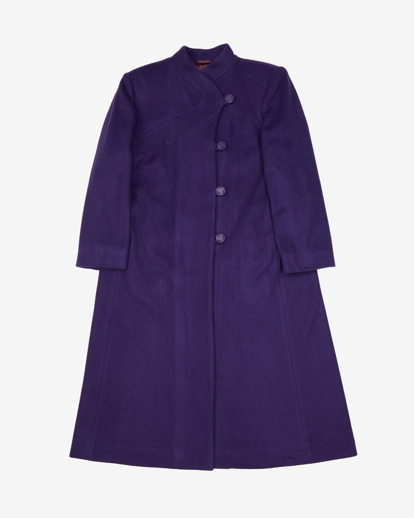 1990s London Fog Purple Wool Overcoat - M