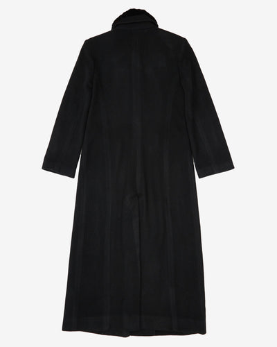1990s Black With Faux Fur Collar Overcoat - XS / S