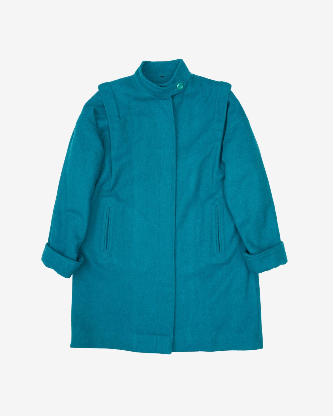 1980s Green Wool Overcoat - XL