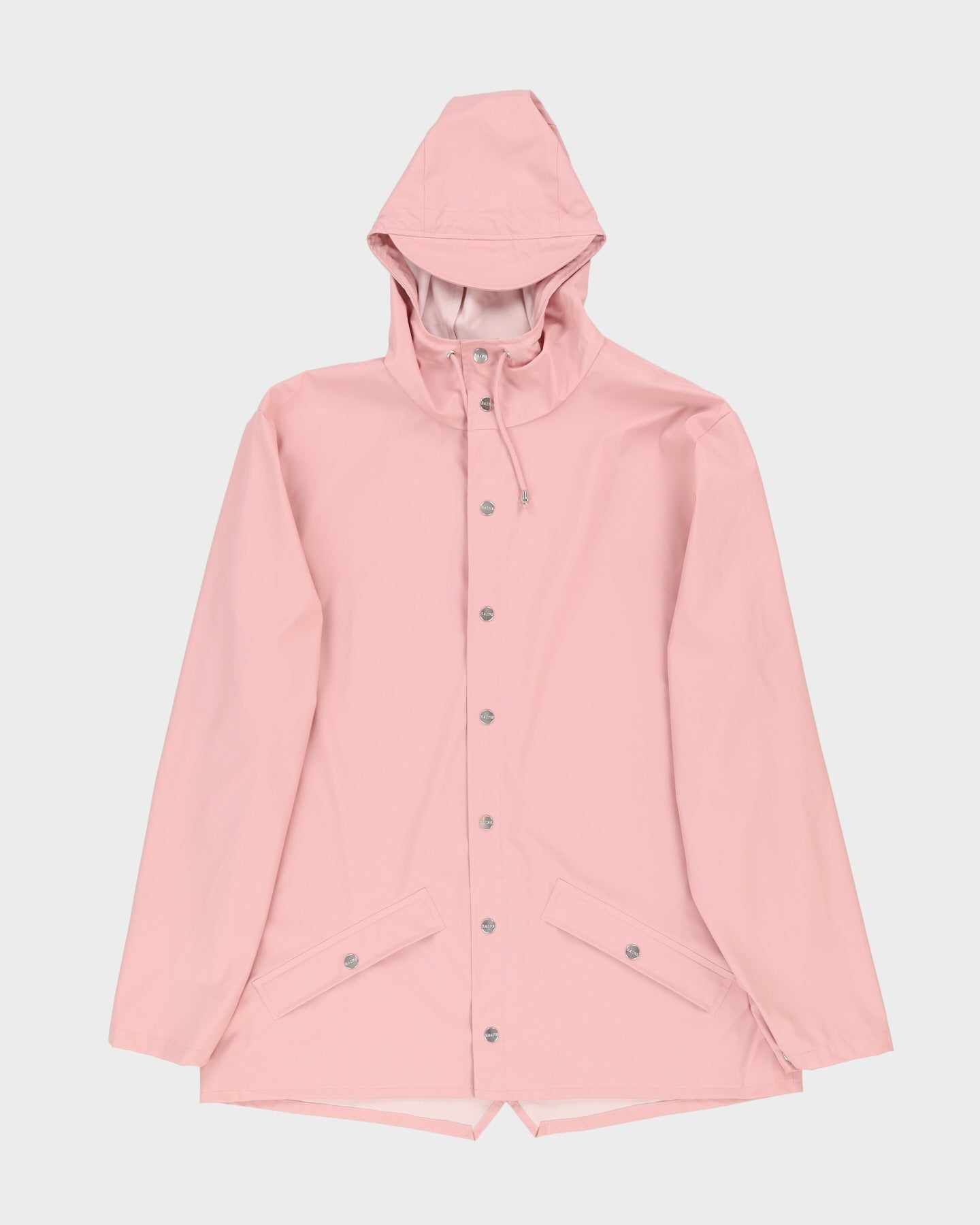 Rains Pink Long Hooded Rain Jacket - XL