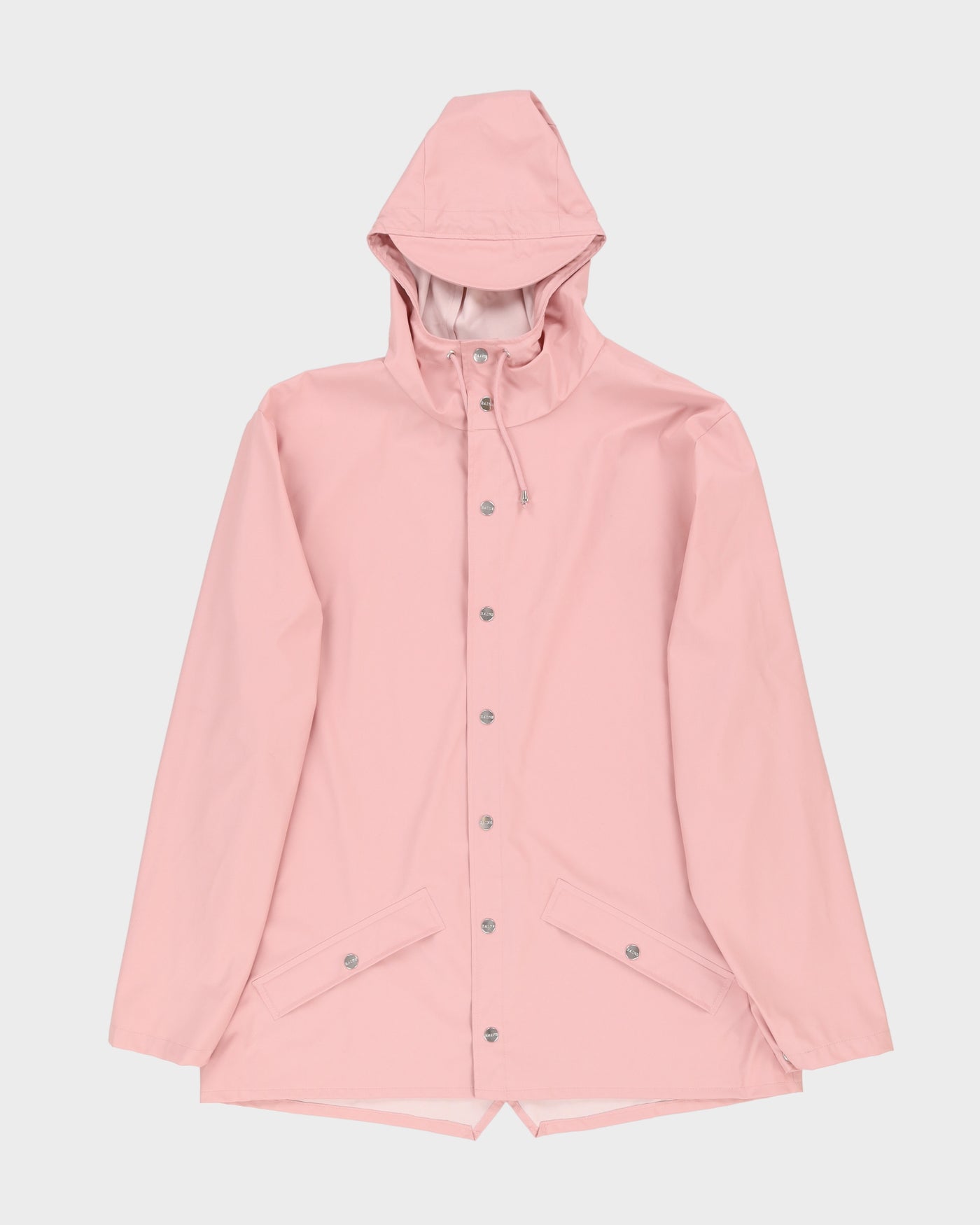 Rains Pink Long Hooded Rain Jacket - XL