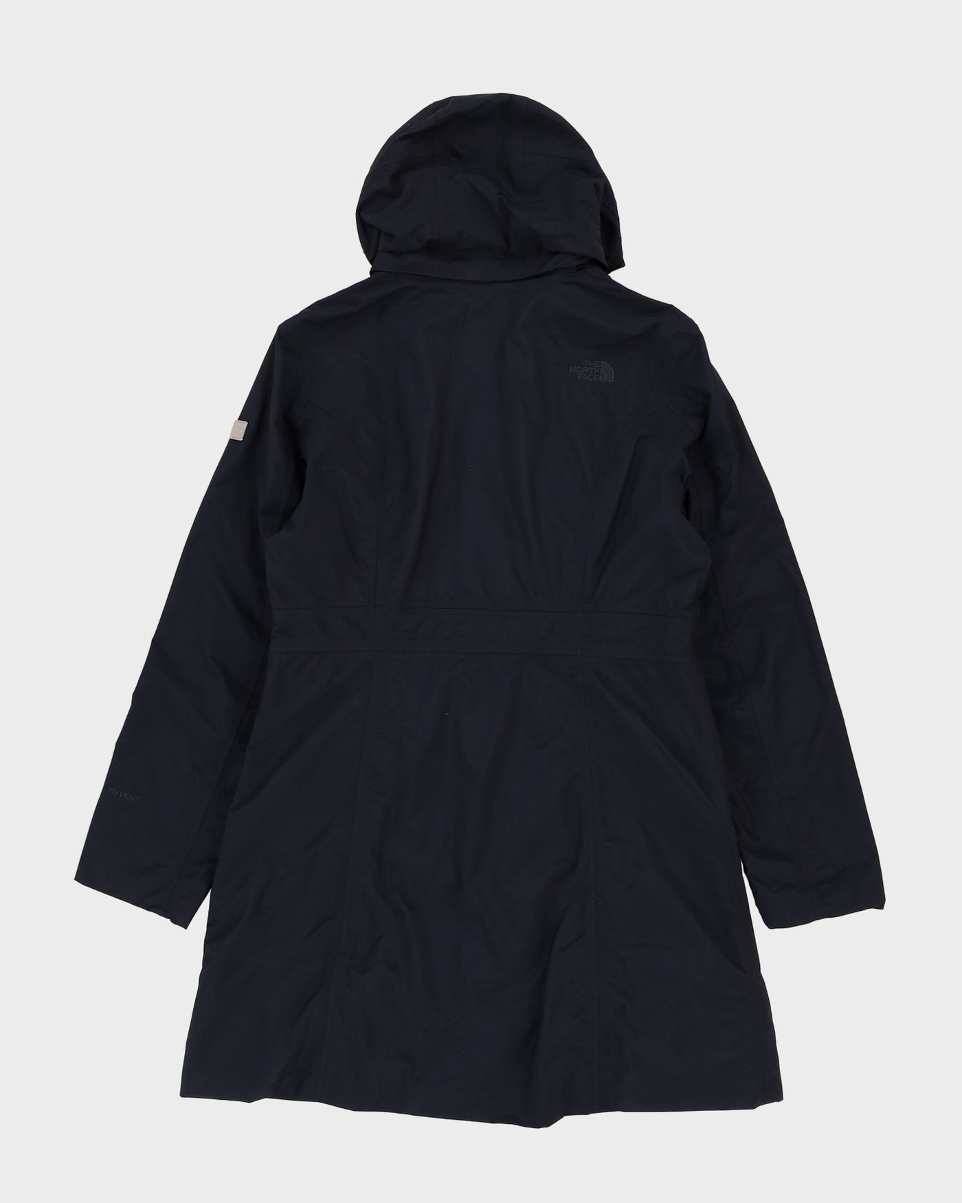 The North Face Navy Long Hooded Rain Jacket - M