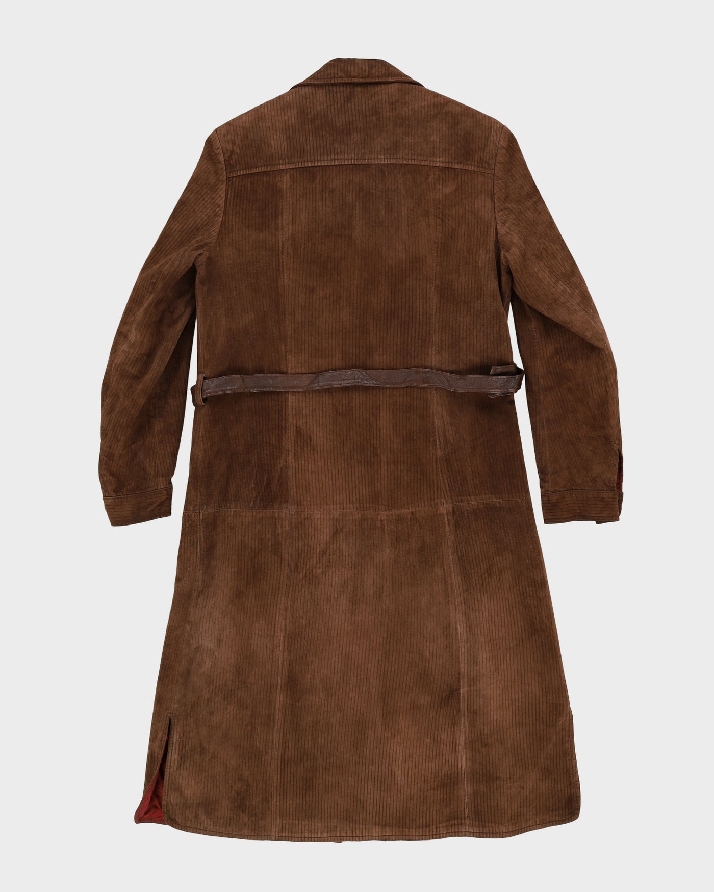 1970s Brown Striped Suede Coat - S