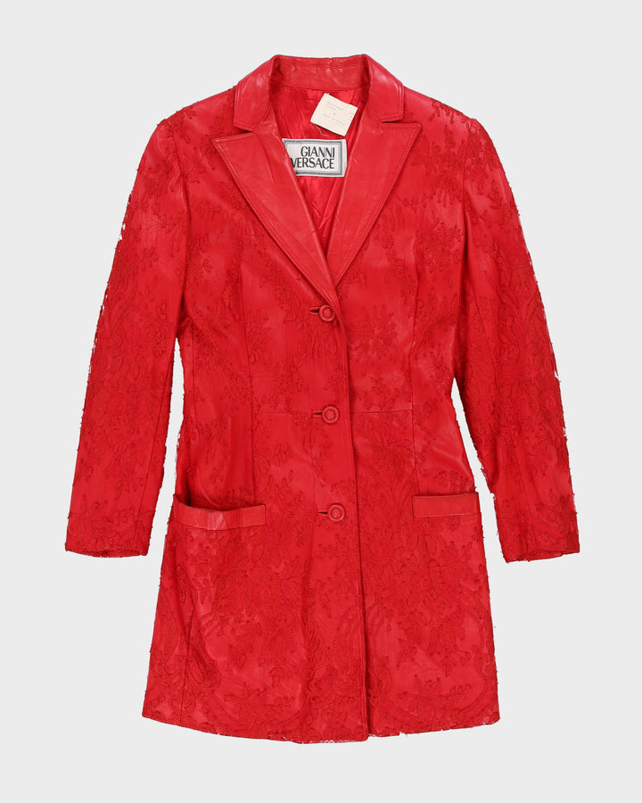 Gianni Versace Red Leather And Lace Jacket - XS / S