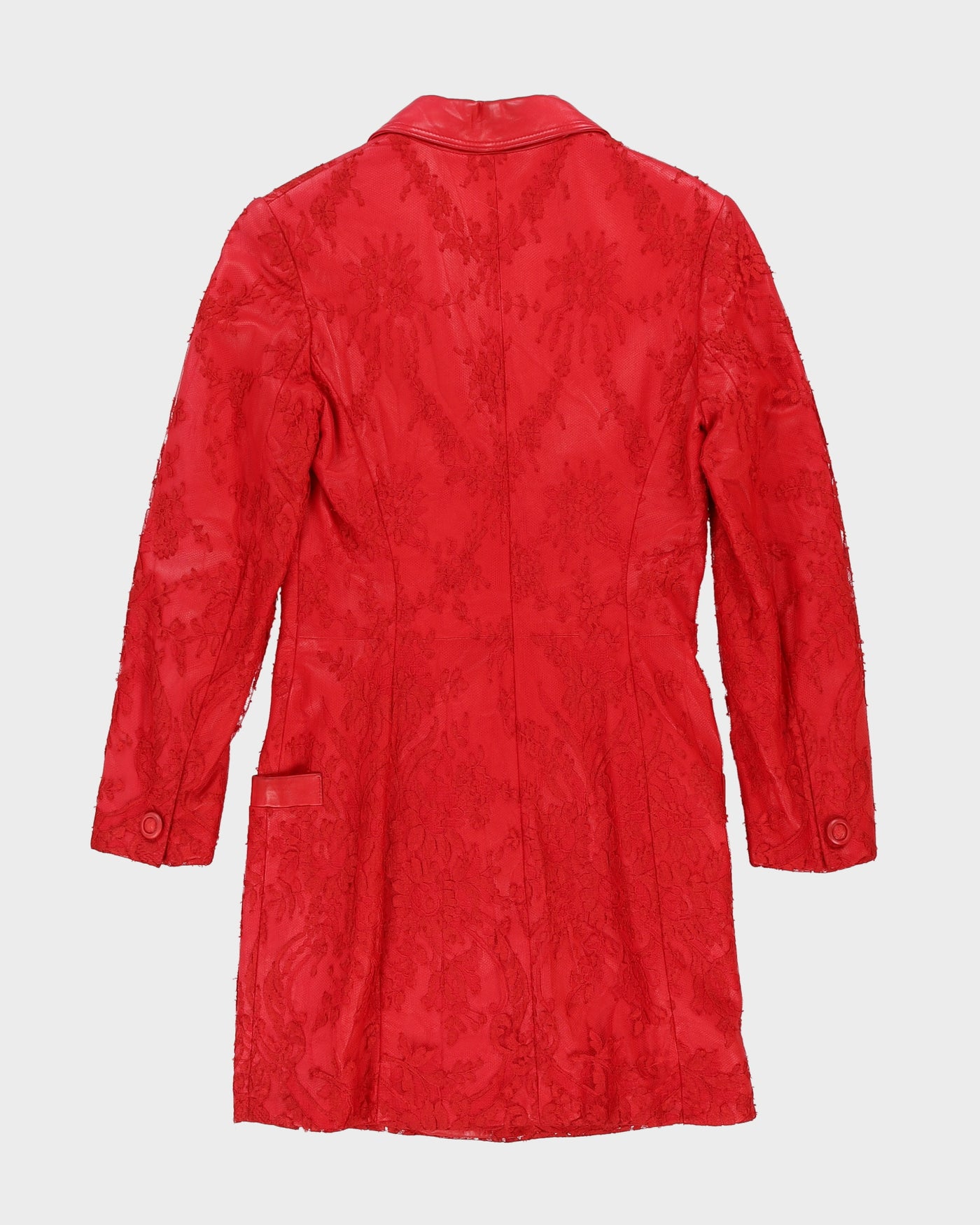 Gianni Versace Red Leather And Lace Jacket - XS / S