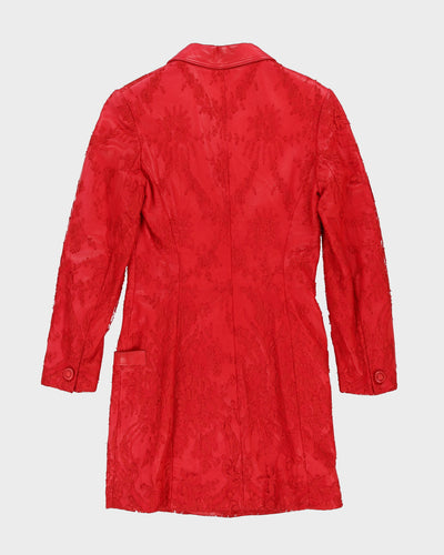 Gianni Versace Red Leather And Lace Jacket - XS / S