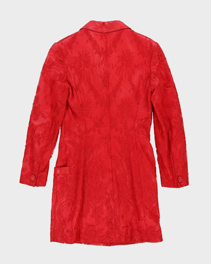 Gianni Versace Red Leather And Lace Jacket - XS / S