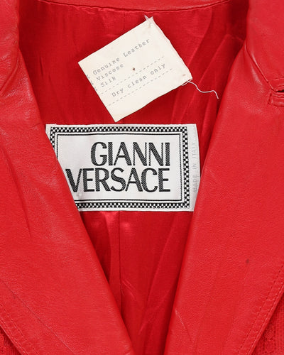 Gianni Versace Red Leather And Lace Jacket - XS / S