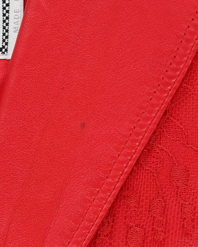 Gianni Versace Red Leather And Lace Jacket - XS / S