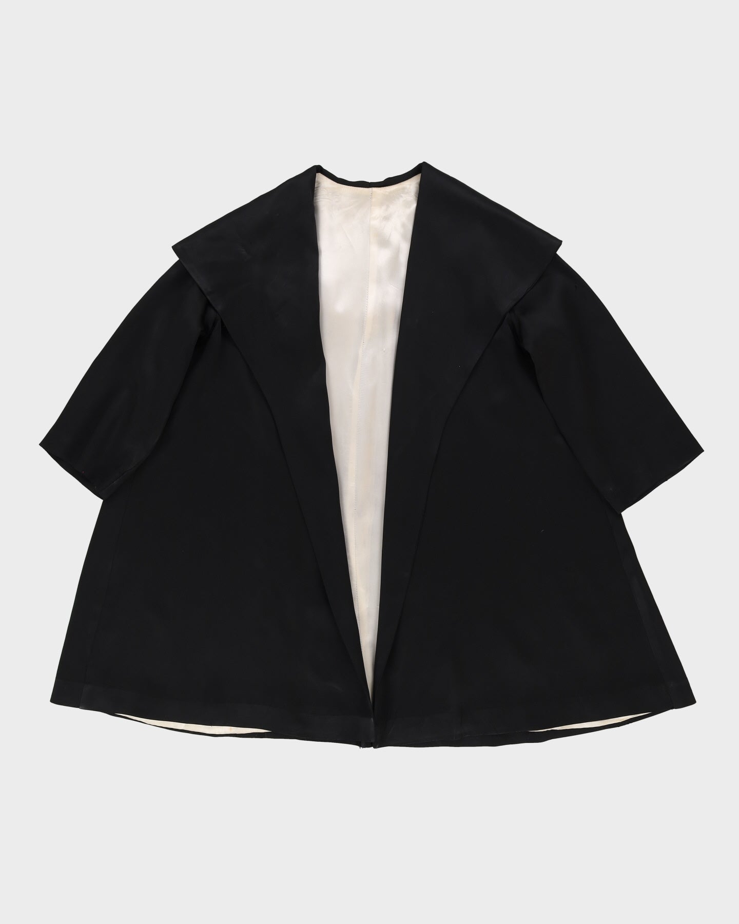 1950s Black Satin Swagger Opera Short Coat / M