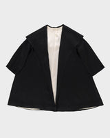 1950s Black Satin Swagger Opera Short Coat / M