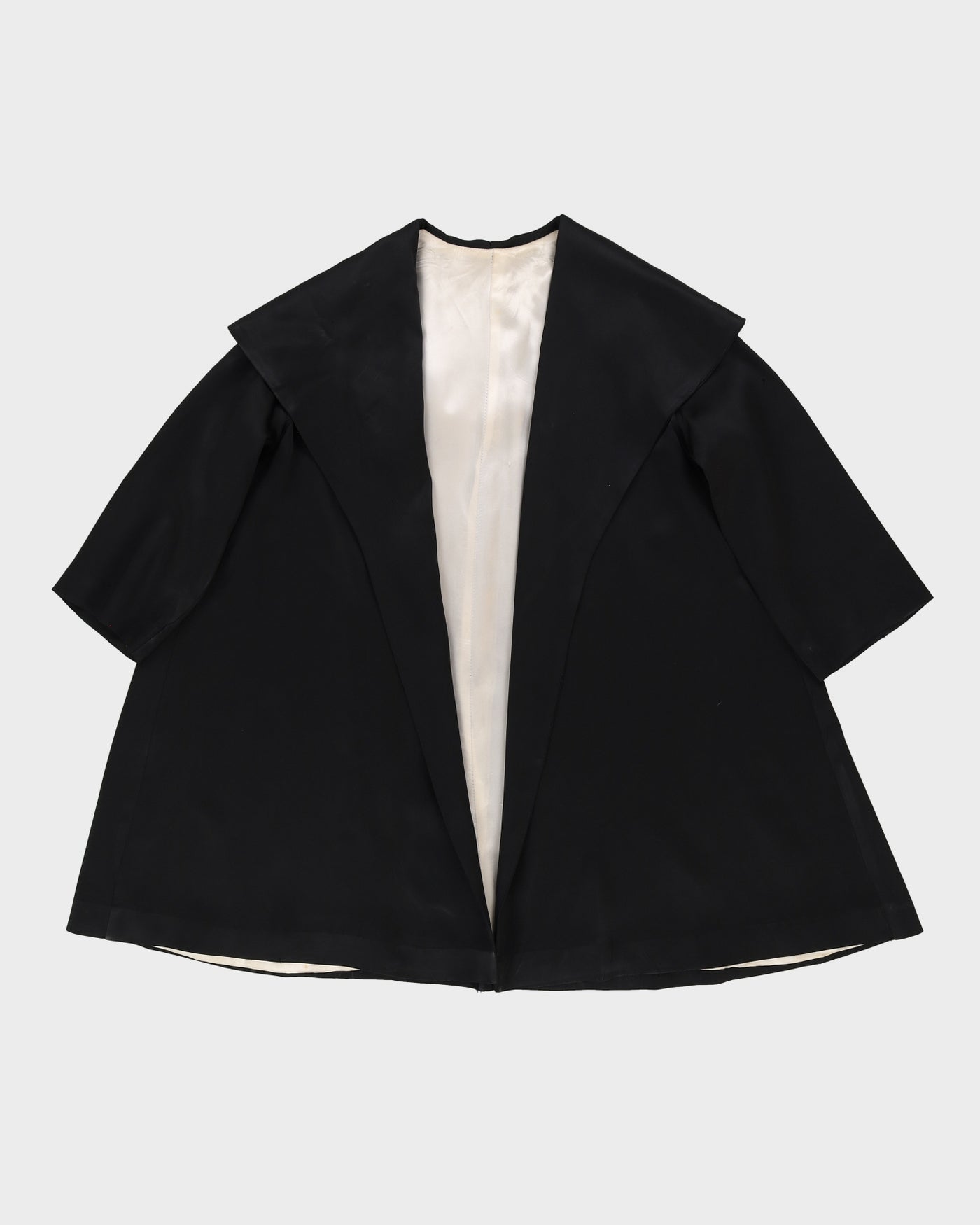 1950s Black Satin Swagger Opera Short Coat / M