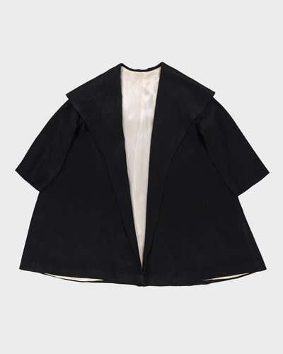 1950s Black Satin Swagger Opera Short Coat / M