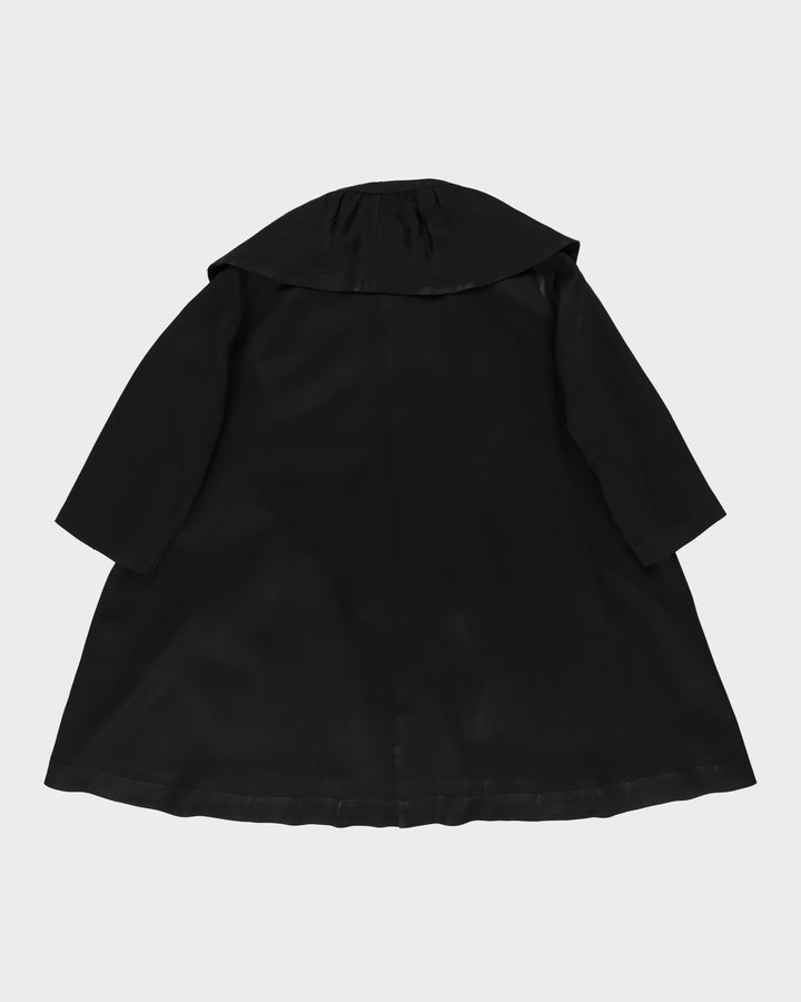 1950s Black Satin Swagger Opera Short Coat / M