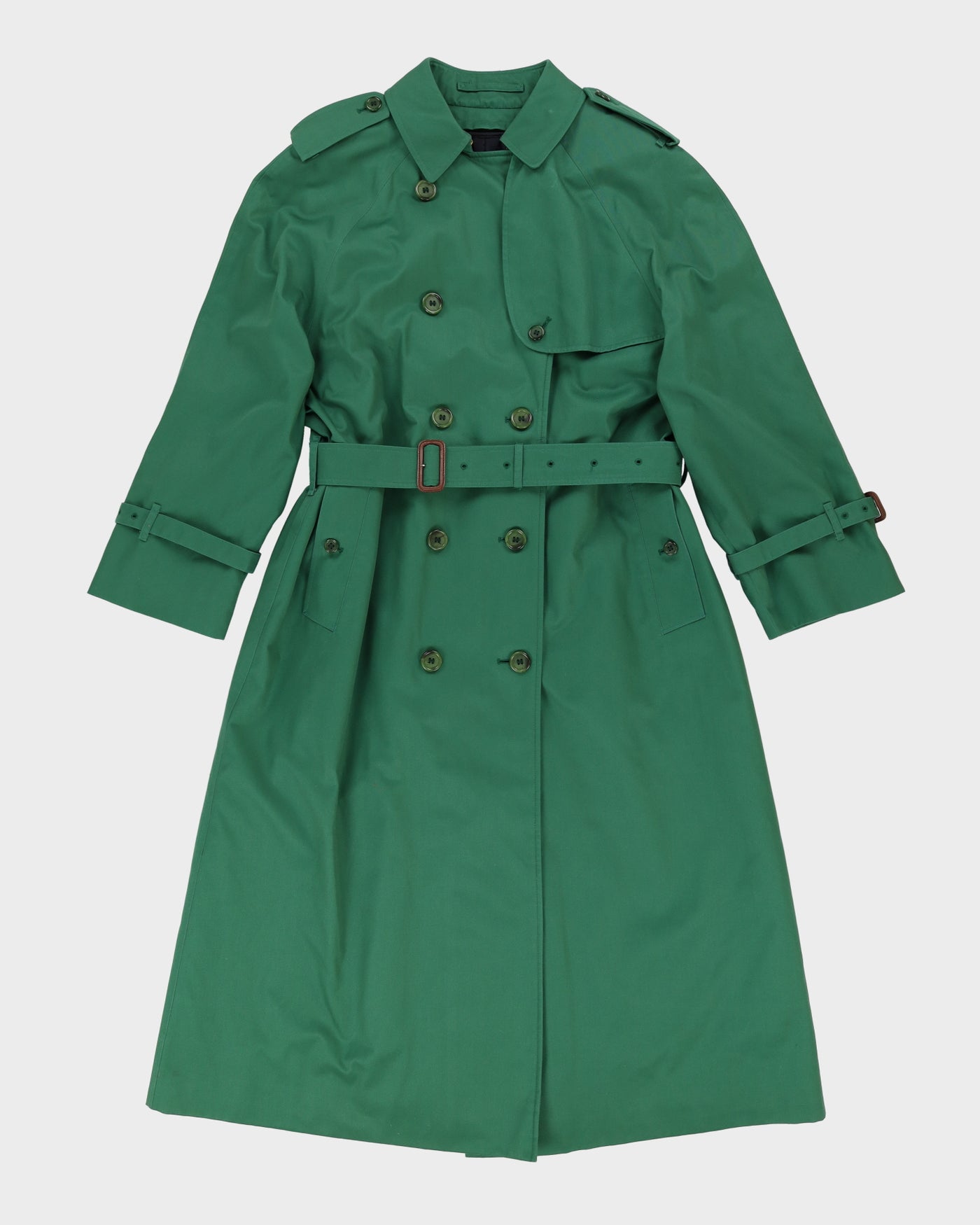 Burberrys' Green With Checked Detachable Lining Mac - M