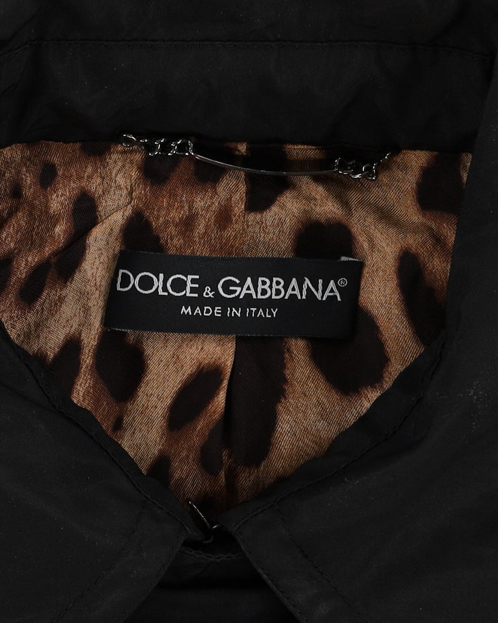 Dolce And Gabbana Black With Matching Belt Short Mac - M
