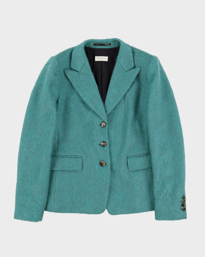 Dries Van Noten Aqua Green Mohair Blazer Style Jacket - S