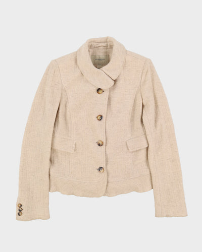 Burberry London Beige Wool Cashmere Blazer Style Jacket - S
