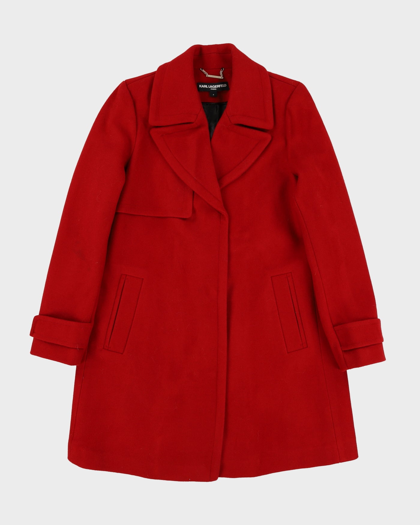 Karl Lagerfeld Red Wool-Blend Overcoat - M