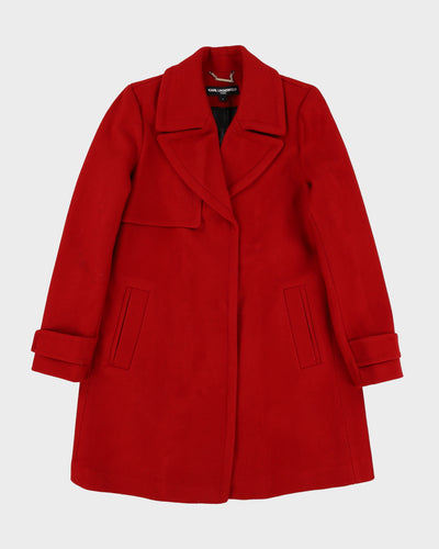 Karl Lagerfeld Red Wool-Blend Overcoat - M