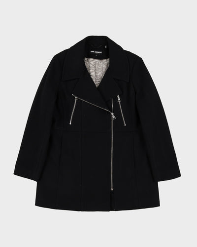 Karl Lagerfeld Black Wool-Blend Overcoat - M