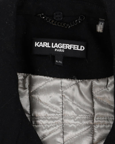Karl Lagerfeld Black Wool-Blend Overcoat - M